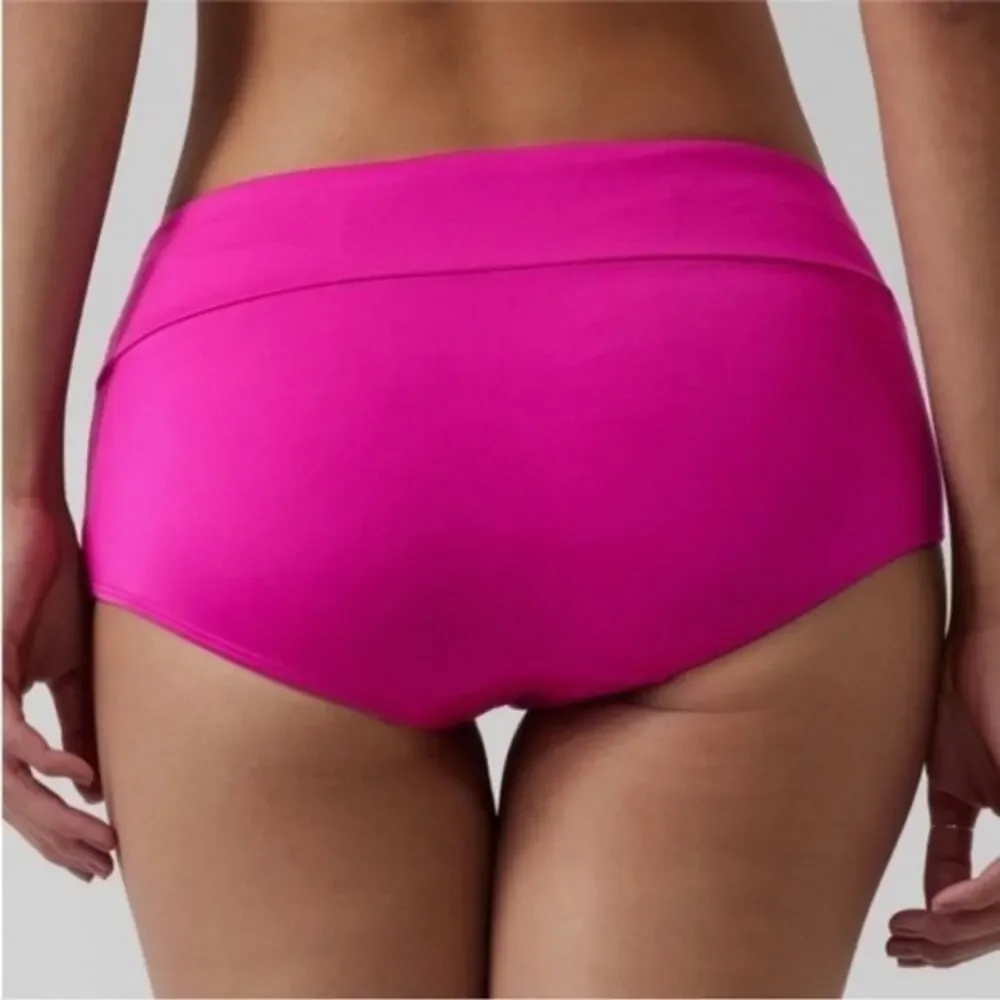 Athleta L electric fuchsia pink Malibu boyshort bottom bikini swim bathing suit - Picture 2 of 3